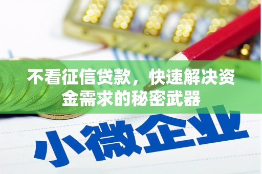 比如不看征信贷款，快速解决资金需求的秘密武器