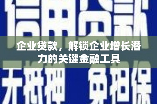 比如企业贷款，解锁企业增长潜力的关键金融工具