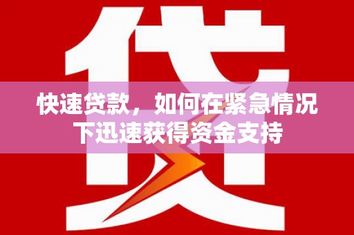 比如快速贷款，如何在紧急情况下迅速获得资金支持
