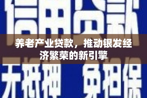 比如养老产业贷款，推动银发经济繁荣的新引擎