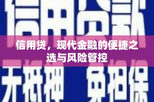 比如信用贷，现代金融的便捷之选与风险管控