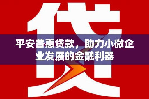比如平安普惠贷款，助力小微企业发展的金融利器